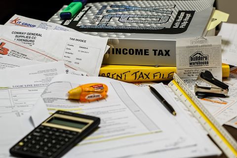 Tax Forms, Calculator, Notebook