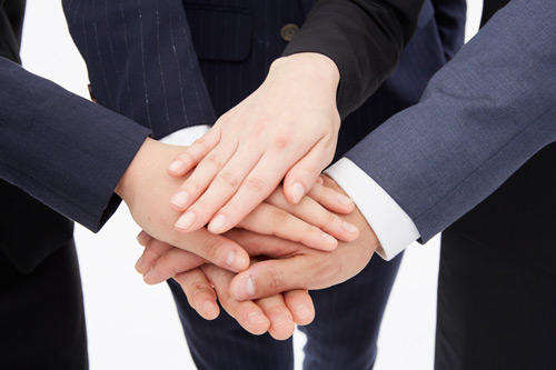 Business team handshake,one-stop human resource services