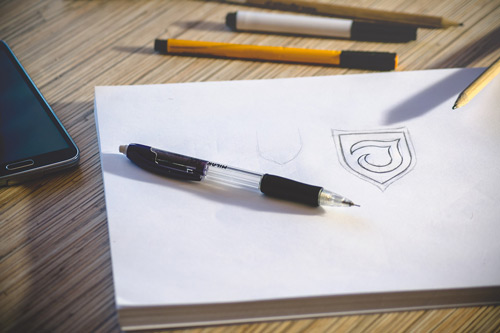 Business brand,logo design,pencils,desk,drawing