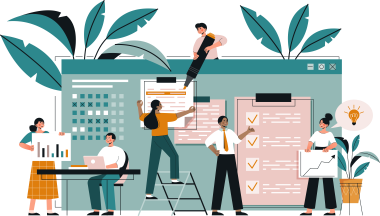 teamwork as diverse members of the team do account and auditing.