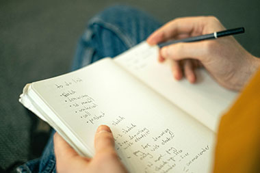 writing to do list, notebook, writing, hand